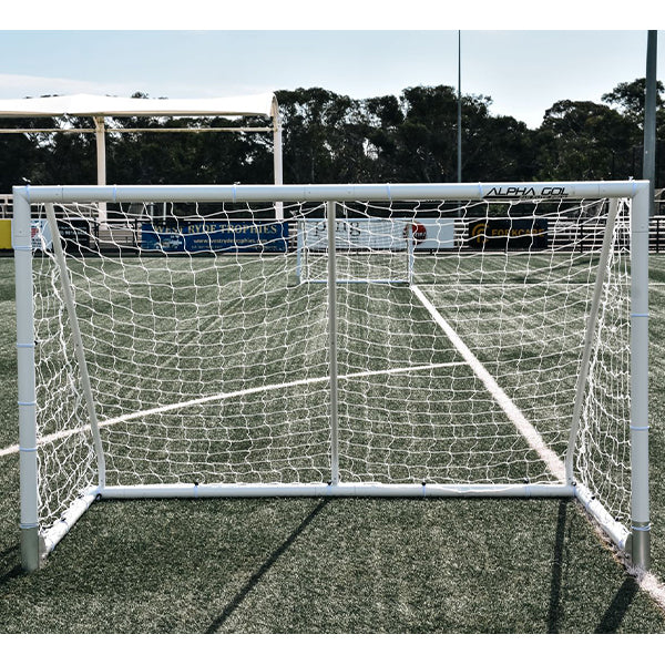 Alpha Gear all Aluminium Alu Elite Football Soccer Goal, foldable, portable, training, match, backyard, 2m x 1m, 3m x 2m Futsal, 5m x 2m, and Full Senior 7.32m x 2.44m size.