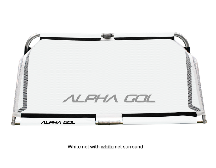 Alpha Aluminium Folding Goal with white net and white net surround