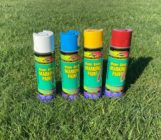 Water based Turf Marking Spray Paint, in white, blue, yellow and red